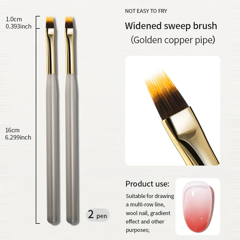 RSNAIL Nail Brush DIY Gradient Nail Art Painting Pen Transparent Acrylic Sweeping Brushes Drawing Manicure Nail Tool Accessories