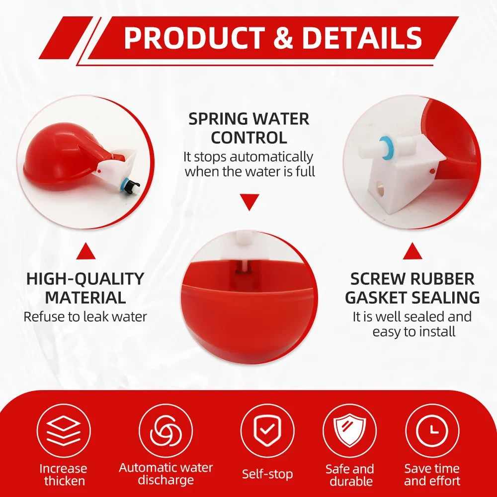 5-20Pcs Automatic Chicken Duck Drinking Cup Drinker Larger Chicken Feeder Plastic Poultry Farm Water Dispenser Quail Supply