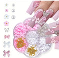 7Grids 3D Mixed Bow Flower Nail Art Charms Alloy Butterfly,Imitation Pearl,Steel Bead Nail Rhinestone Y2K Manicure DIY Accessory
