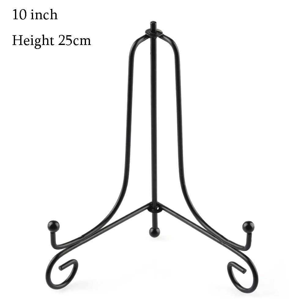 Black Iron Display Stand Craft Bracket Book Holder Photo Pedestal Bowl Dish Frame Picture Plate Rack Easel Storage Decoration