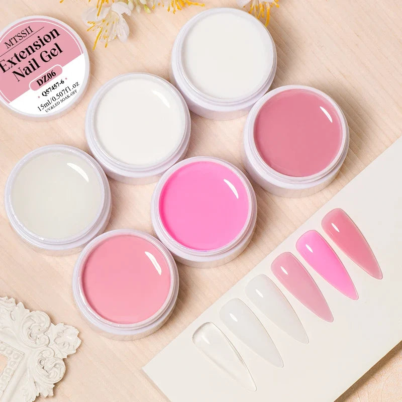 MTSSII 4Pcs Extension Nail Gel Set Jelly Pink Milky White Clear Hard Gel Extension UV Gel For Nails French Nail Art DIY Manicure