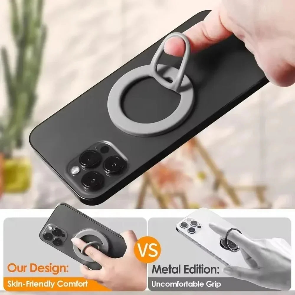 1PC Universal Magnetic Silicone Finger Ring Holder Strong Magnet Circular Grip Phone Stand for IPhone17 16 15 Ring Shape Bracket