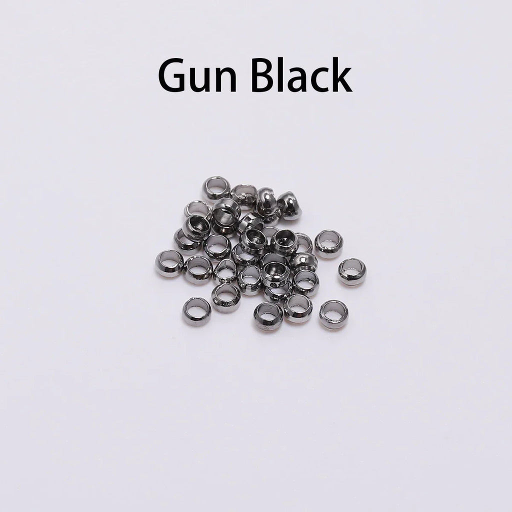 500pcs/lot Gold Silver Copper Ball Crimp End Beads Dia 1.5-3mm Stopper Spacer Beads For DIY Jewelry Making Supplies Accessories