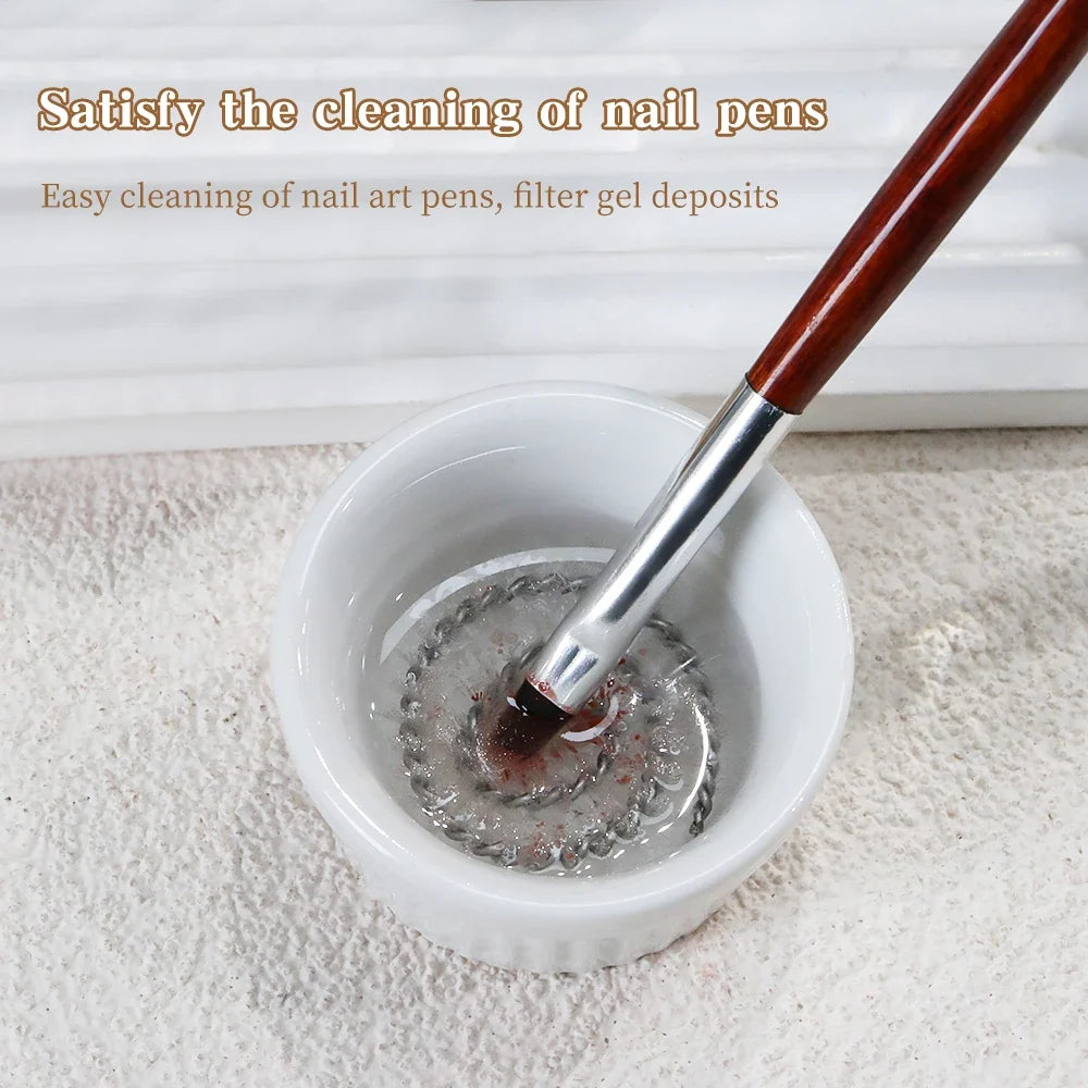 KANIU Smooth Elegant Ceramic Brush Cleaner With Built-In Stiff-Bristle Brush A Portable Nail Care Cup Designed For In Nail Salon