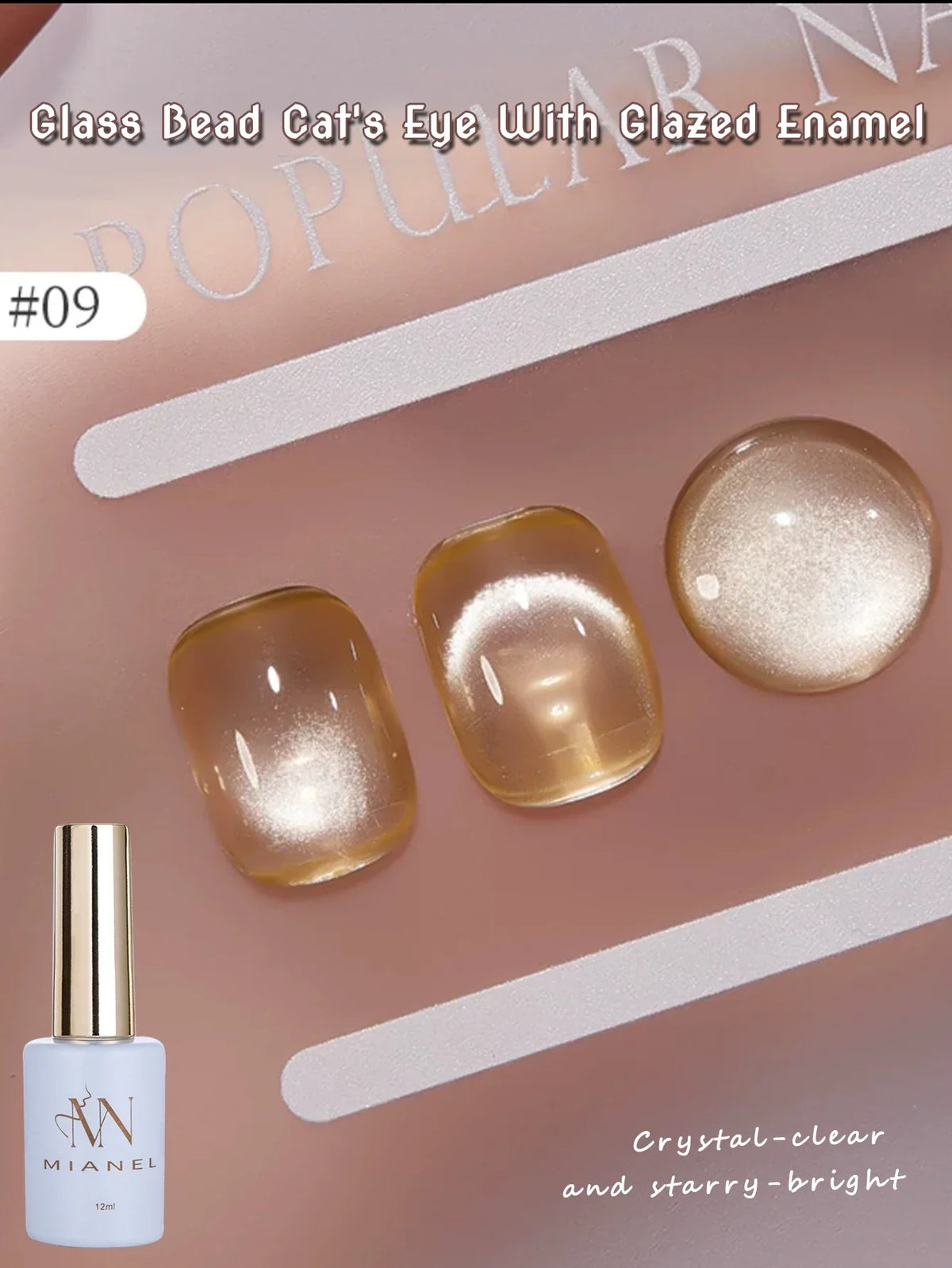1-16PCS White Moonlight Glass Bead Nail Cat's Eye Gel Magnetic Satin Gel Polish 16-Colors Soak Off Glitter Manicure Varnish