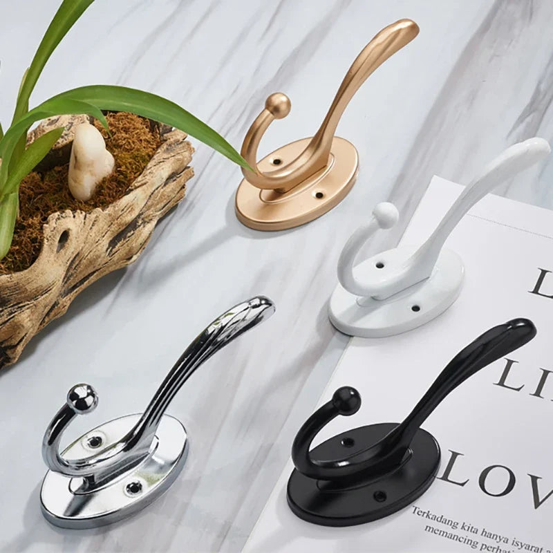 2/4pcs metal wall hooks, wall-mounted aluminum material hooks - Easy to install, adhesive type, suitable for clothes, hats.