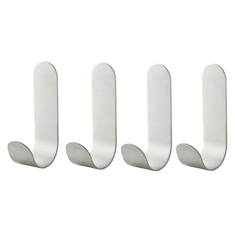 4/6/8PCS Strong Stainless Steel Self-Adhesive Wall Hooks Waterproof Sticky Hooks Bathroom Hang Towel Keys Coat Bags Kitchen Hook
