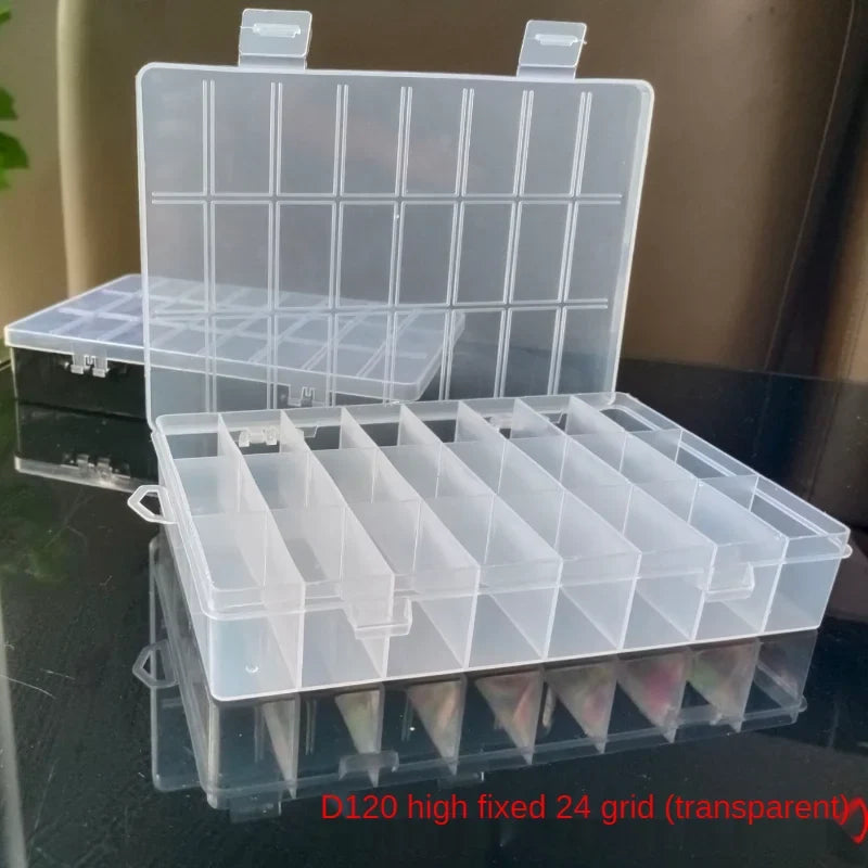 24 Compartments Plastic Storage Box Jewelry Earring Beads Screw Accessories Classification Fixed Display Storage Box Organizer