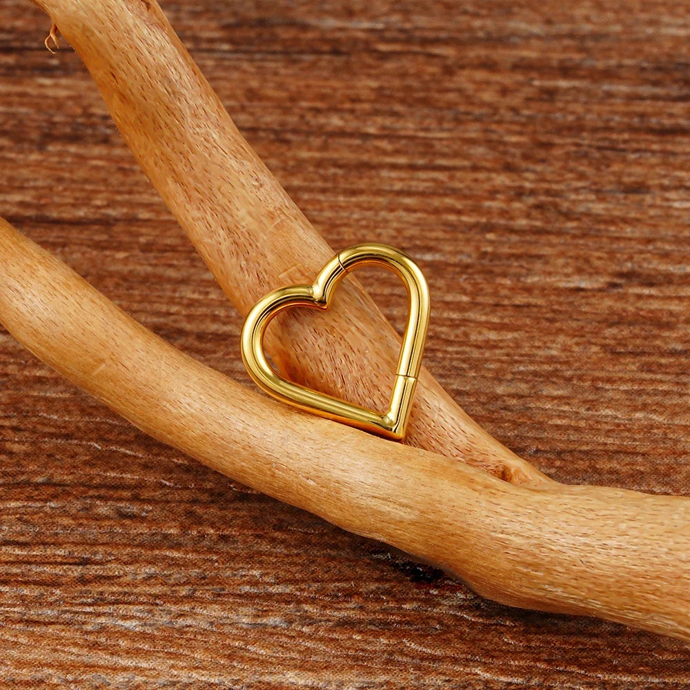 Right Grand ASTM F136 Titanium 16G Heart Hinged Segment Hoop Ring 8mm/10mm Daith Helix Earring Clicker Nose Septum Piercing