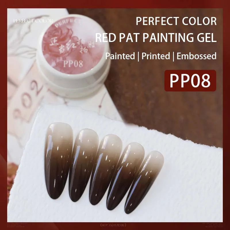 PERFECT COLOR, Patting Gel Polish Red & Black Gel Polish 5g 4 Colors Ombre Gel Nail Polish, UV/LED Lamp Needed