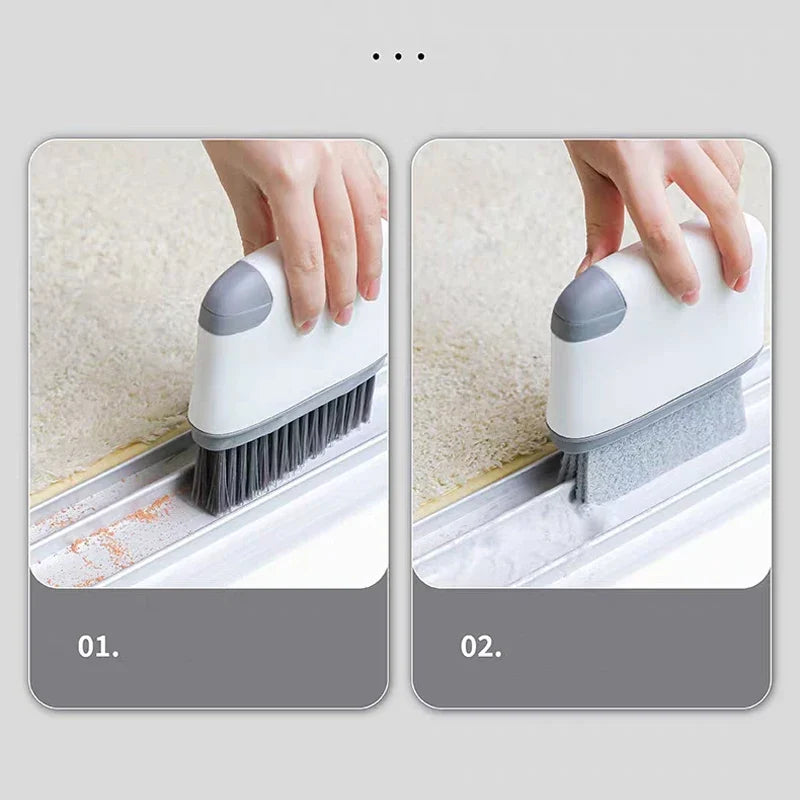 2 In1 Window Track Cleaning Brush Sliding Door Groove Cleaner Pet Hair Remover Multifunctional Home Kitchen Cleaning Accessories