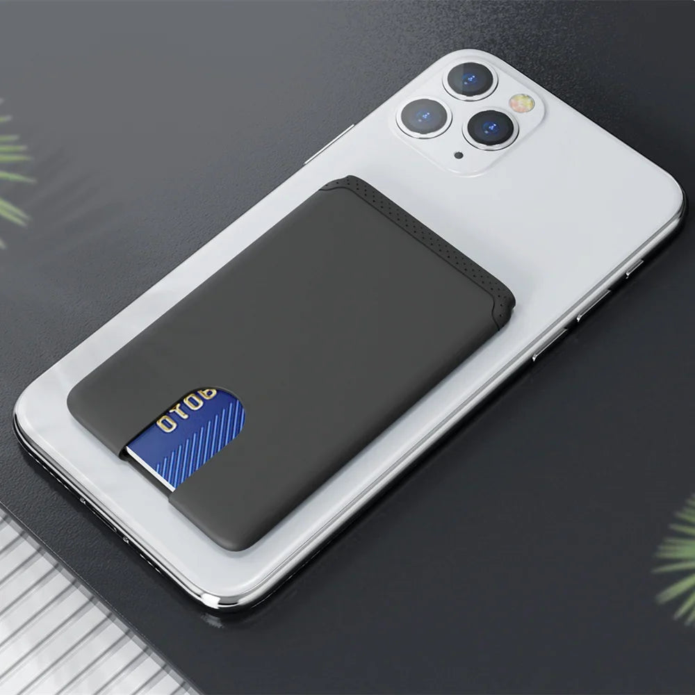 Mobile Phone Card Holder Stick on Anti Falling Credit Cardholder Easy Push 3M Adhesive Soft Silicone Phone Wallet Compatible
