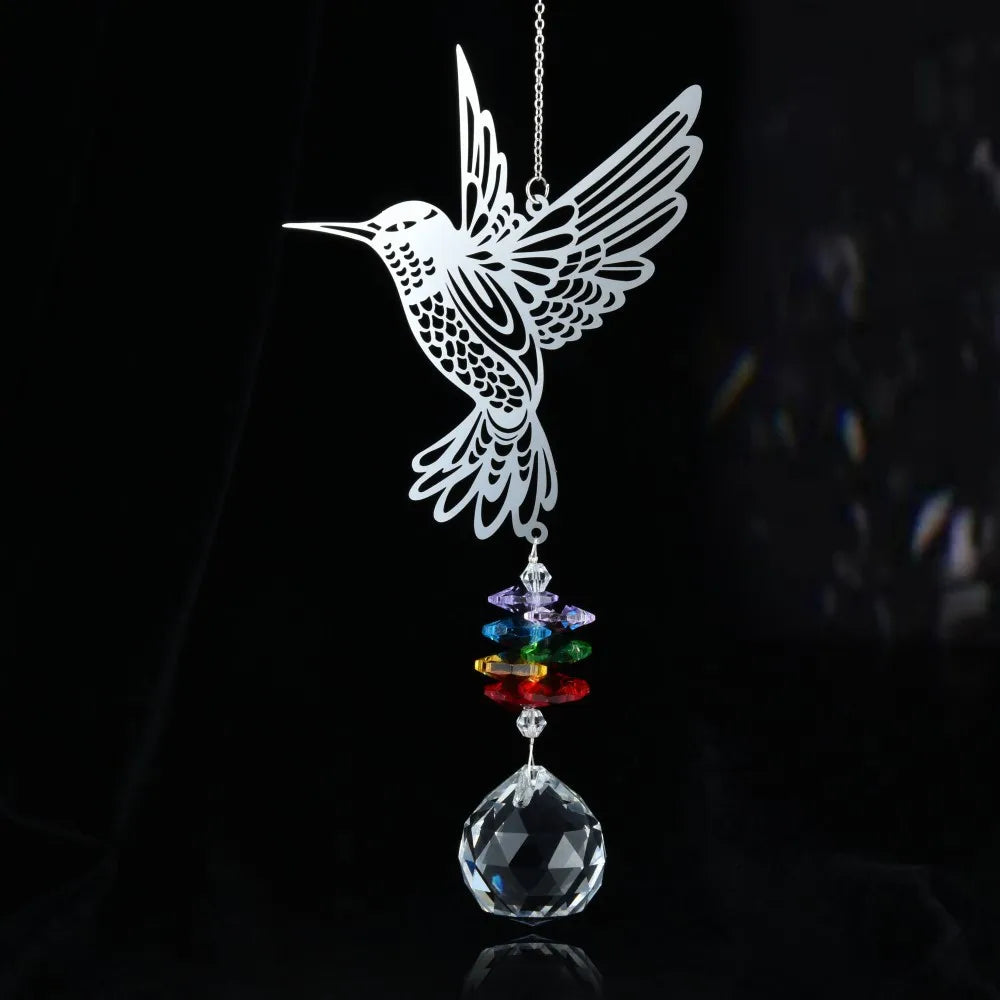 Hummingbird Crystal Prism Sun Catcher Pendant Prisms Rainbow Maker Wind Chimes Window Hanging Ornament Garden Home Decoration