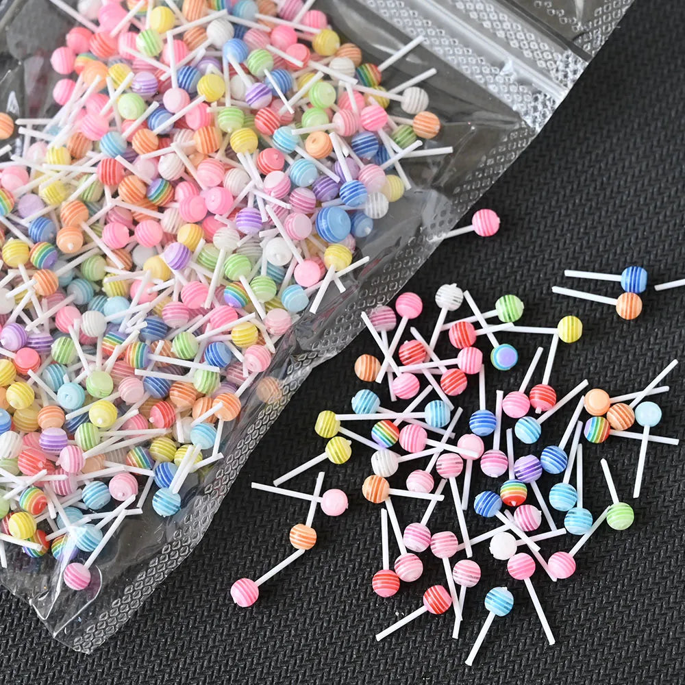20/50/100Pcs Mixed Cute Lollipop Nail Art Charms 6mm 3D Kawaii Mini Summer Candy Nails Decorations DIY Crafts Manicure Accessory